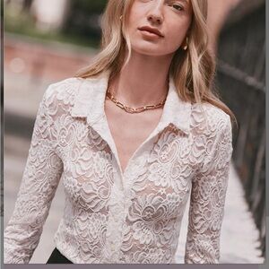 LOFT Lace Polo Top